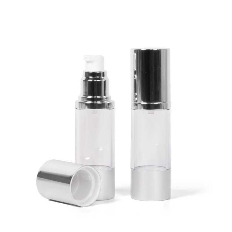 Airless lahvička, průhledná, hliníkový uzávěr, 30 ml