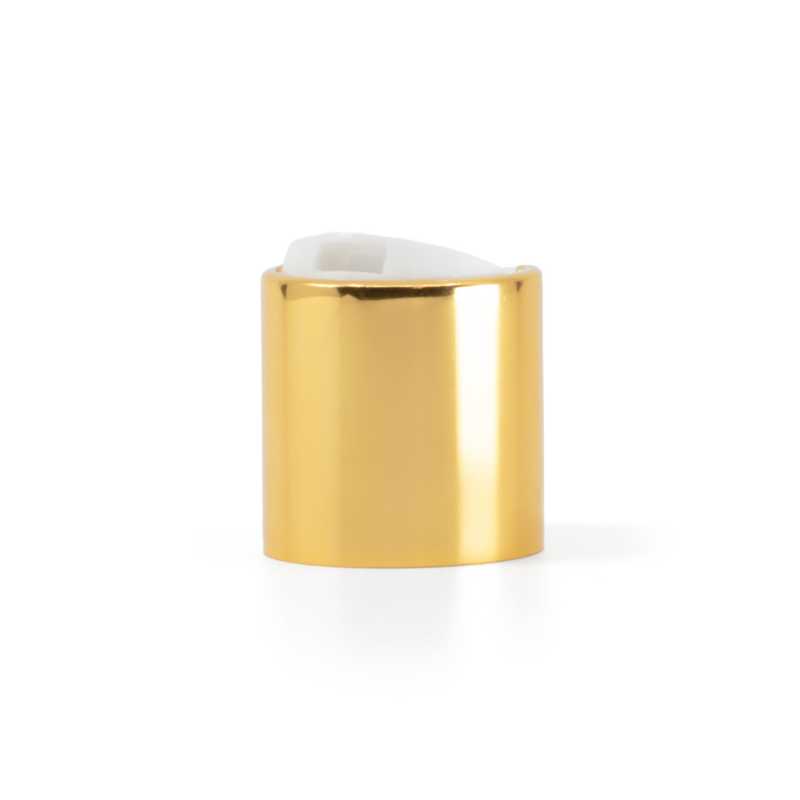 Plastový disc top uzávěr, 24/410, hliník + PP, zlatý, bílý vrch