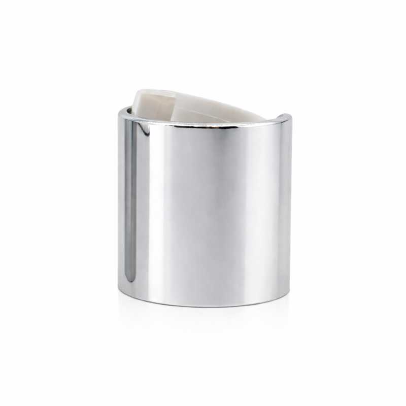 Disc-top uzávěr, hliníkový + plastový, stříbrný, bílý střed, 24/410