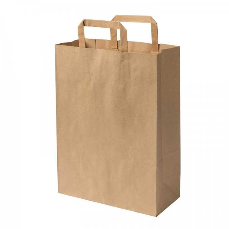 Papírová taška s plochým uchem je levným řešením ekologického balení.
Používají se především pro rychle se pohybující zboží. Výhodou ploch