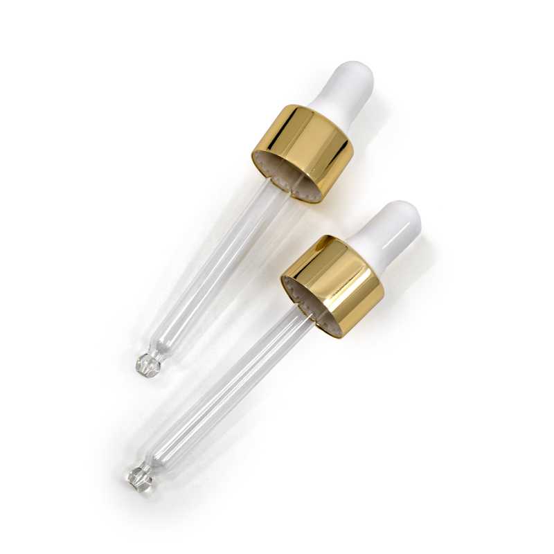 Skleněné kapátko v kombinaci bílá/zlatá , vhodné na láhev o průměru hrdla 18 mm a objemu 50 ml.
Délka pipety: 44 mmMateriál: sklo, silikon, hliník