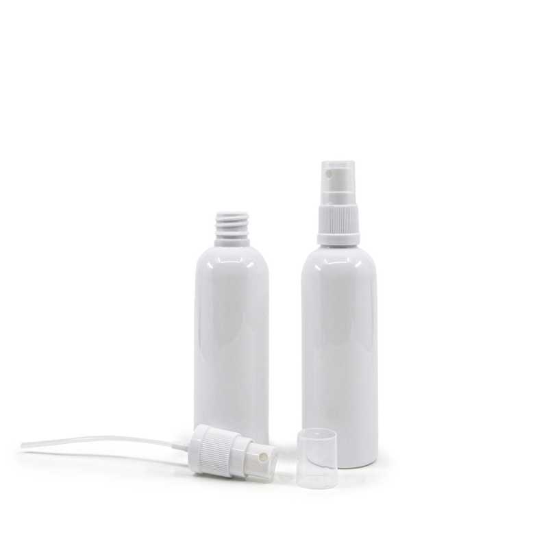 Plastová láhev bílá, bílý rozprašovač, 100 ml