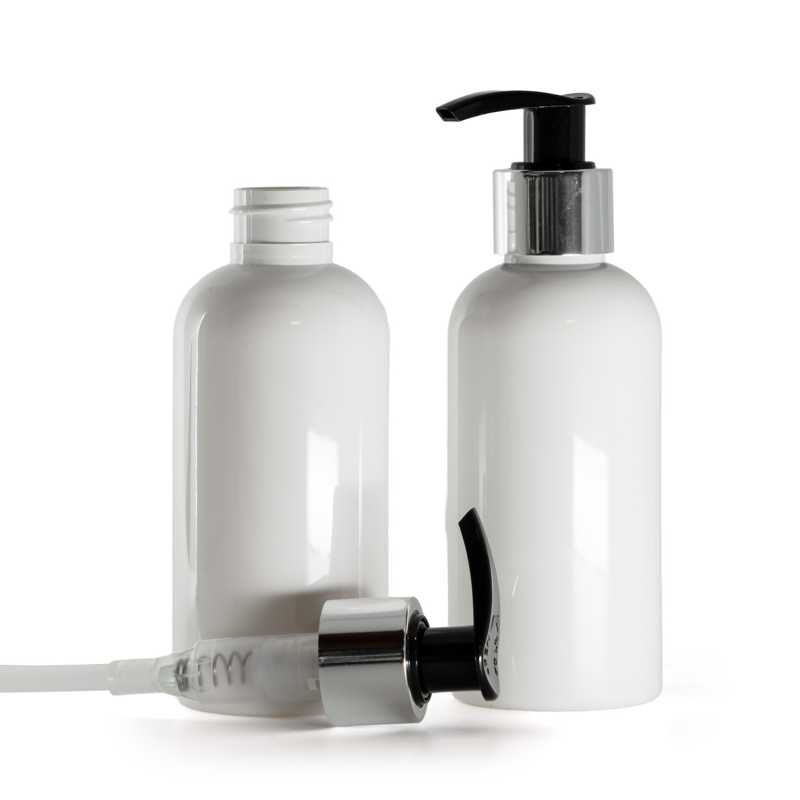  Plastová láhev bílá, černo-stříbrný dávkovač, 150 ml