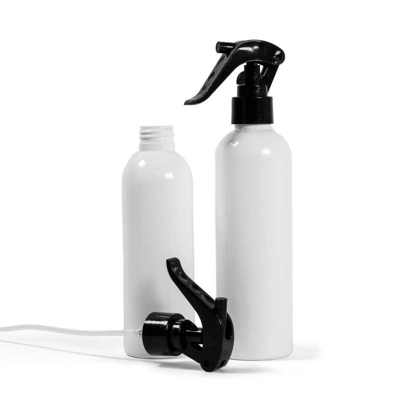 Plastová láhev, bílá, černý pákový sprej 250 ml