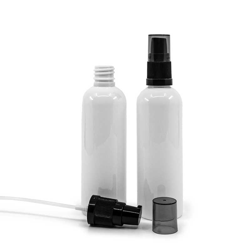 Plastová lahvička bílá, dávkovač krémů s dýmovým krytem, 100 ml