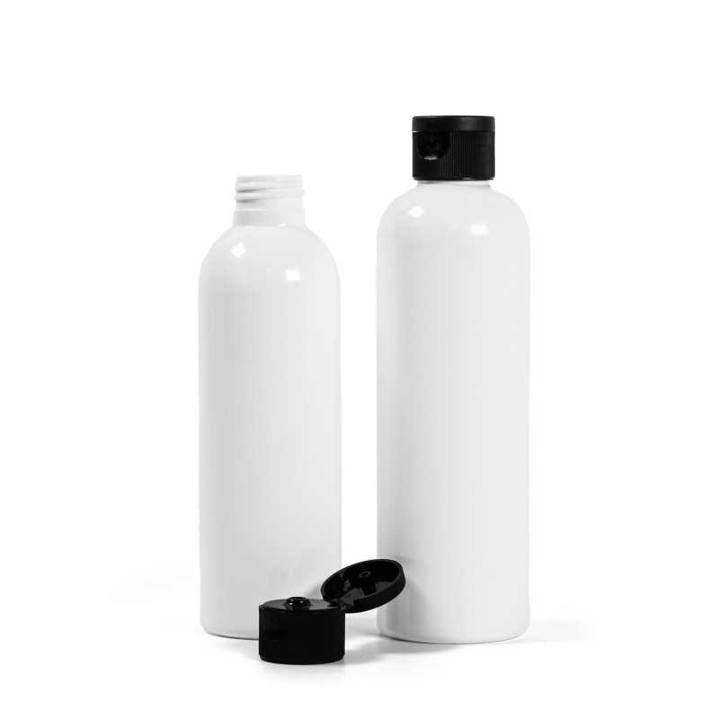 Plastová láhev, bílá, flip top černý, 250 ml