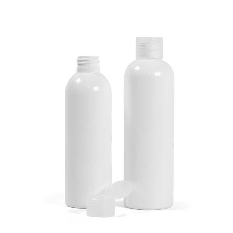 Plastová láhev, bílá, flip top průhledný, 250 ml