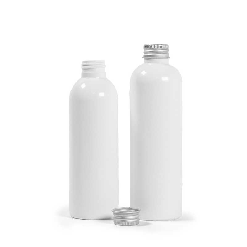 Plastová láhev, bílá, hliníkový uzávěr, 250 ml