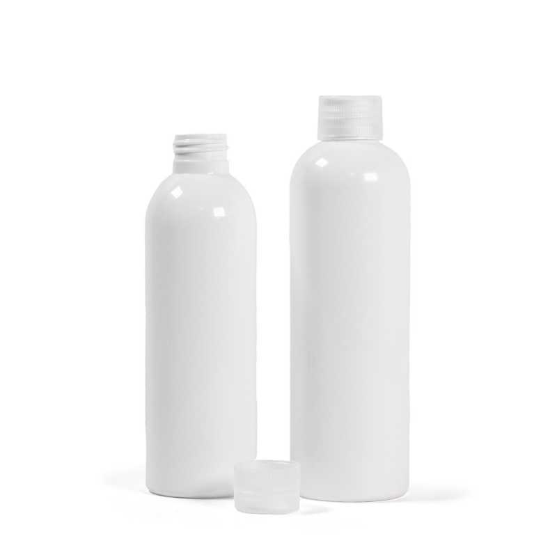 Plastová láhev bílá s průhledným uzávěrem, 250 ml