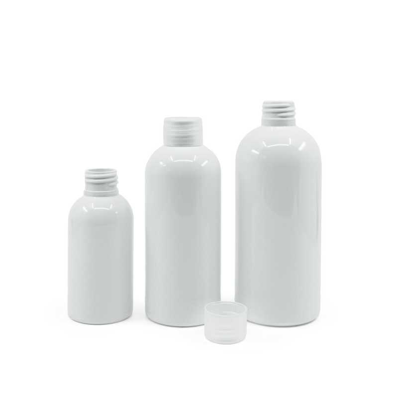 Plastová láhev bílá s průhledným uzávěrem, 300 ml