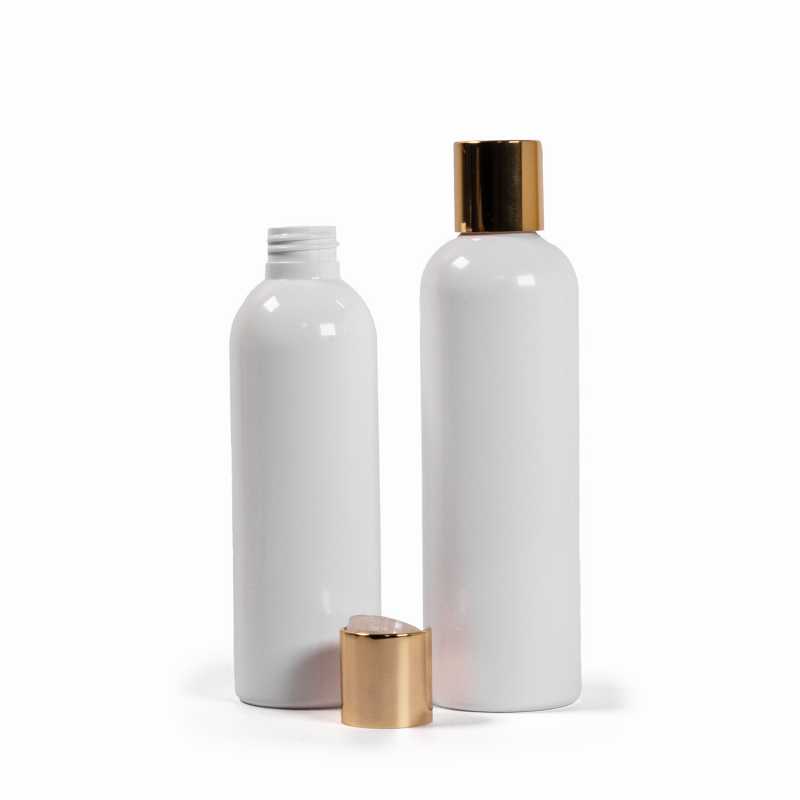 Plastová láhev, bílá, zlatý flip top, 250 ml
