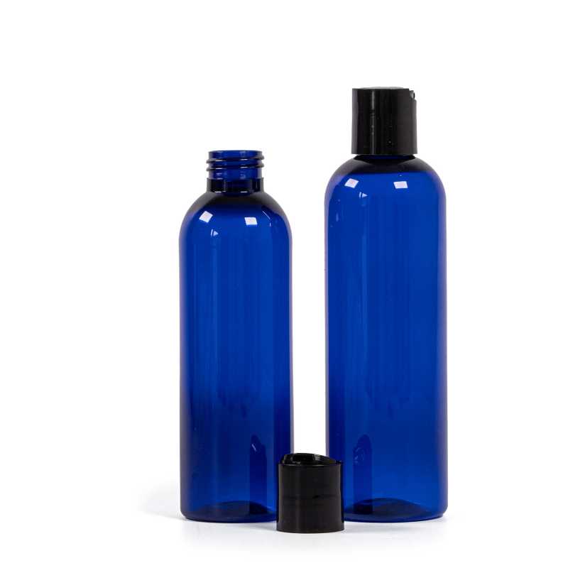Plastová láhev, modrá, disc top černý, 200 ml