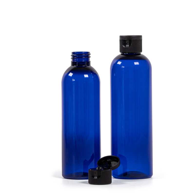 Plastová láhev, modrá, flip top černý, 250 ml