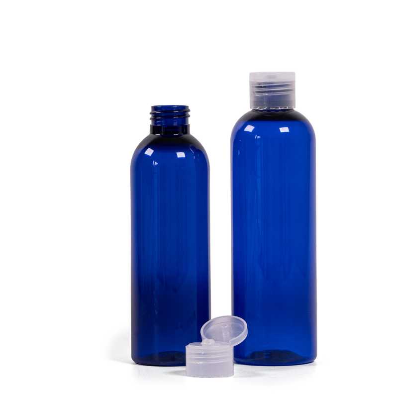 Plastová láhev, modrá, flip top průhledný, 200 ml