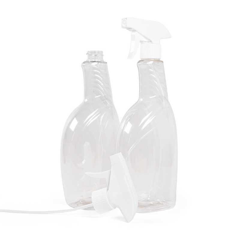Plastová láhev na čisticí prostředky, bílý rozprašovač, 750 ml