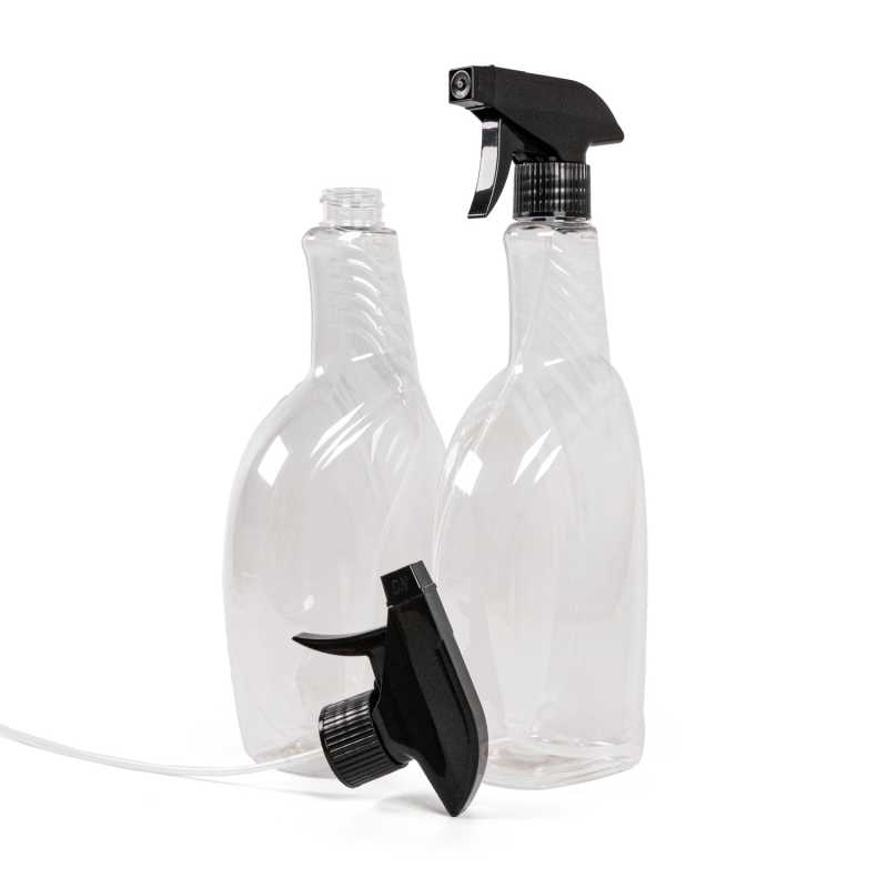 Plastová láhev na čisticí prostředky, černý rozprašovač, 750 ml