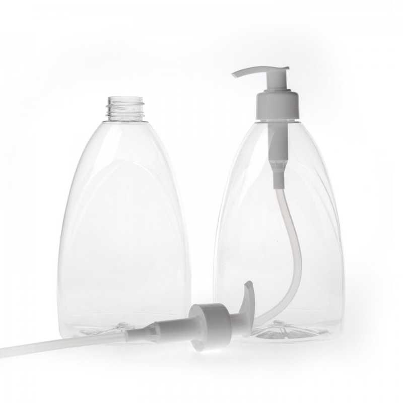 Plochá průhledná plastová láhev , ideální pro uskladnění různých tekutin a gelů, čisticích prostředků, tekutých mýdel, antibakteriálních gel
