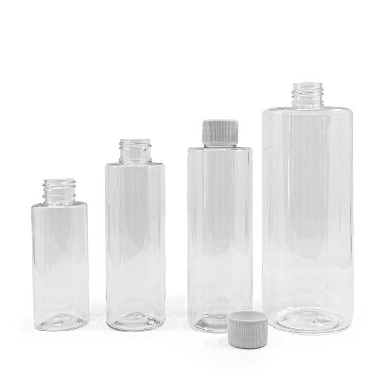 Plastová láhev, průhledná, 200 ml, bílé víčko