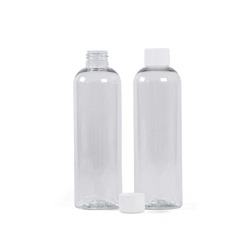 Plastová láhev, průhledná, 250 ml, bílý uzávěr