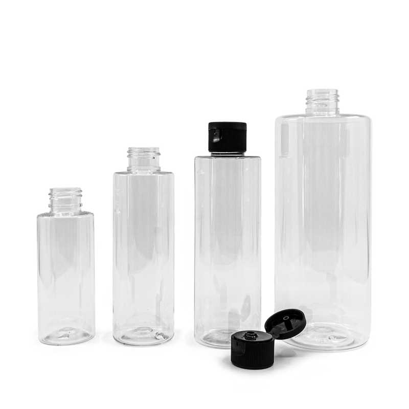 Plastová láhev, průhledná, flip top černý, 100 ml