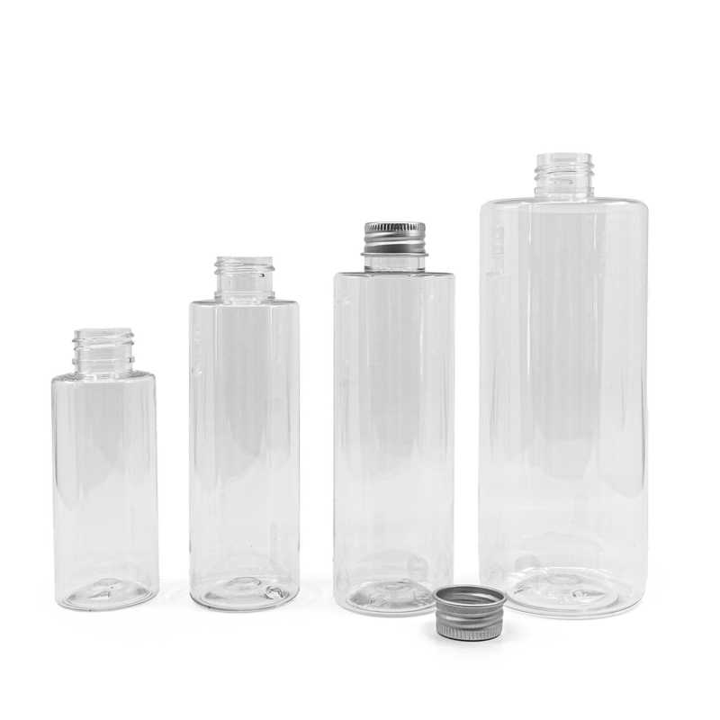 Plastová láhev, průhledná, hliníkový uzávěr, 100 ml