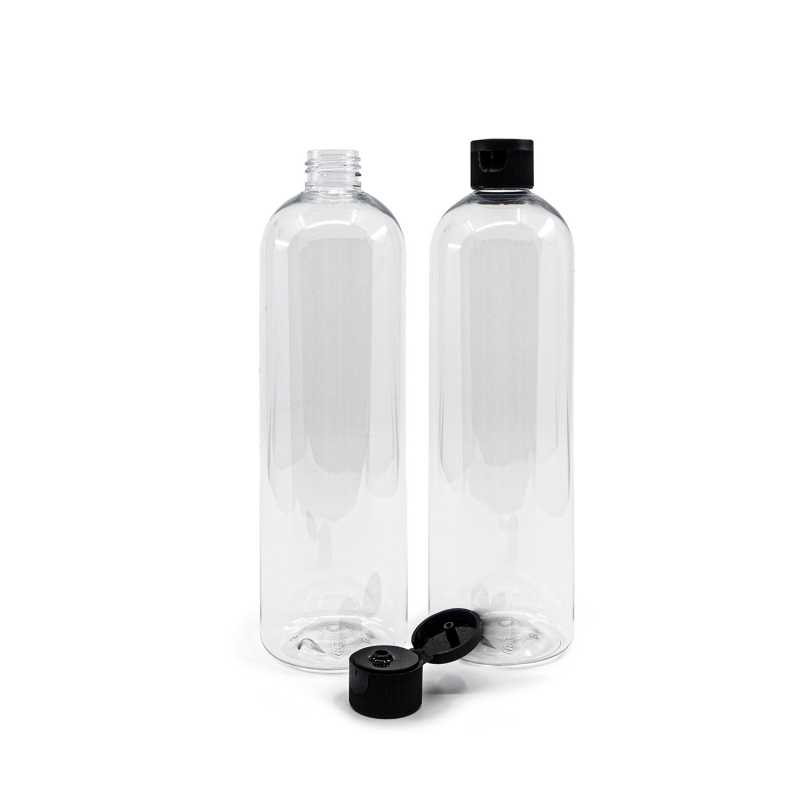 Plastová láhev, průhledná oblá, flip top černý, 500 ml