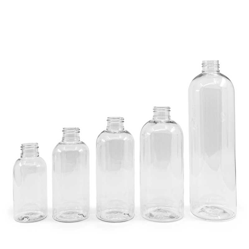 Plastová láhev, průhledná kulatá, 24/410, 150 ml, bez uzávěru