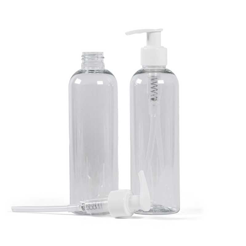 Plastová láhev, průhledná, pumpička, 250 ml
