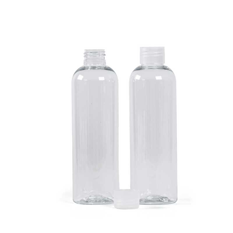 Plastová láhev průhledná s průhledným uzávěrem, 250 ml