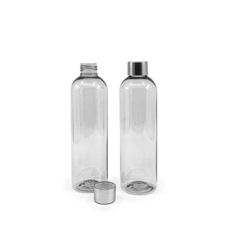 Plastová láhev, recyklovaná, 250 ml, stříbrné víčko