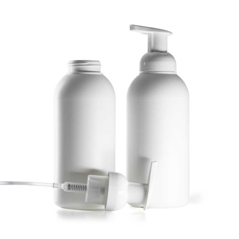 Plastová lahvička HDPE 40/410, bílá, pěnová pumpička, 500 ml