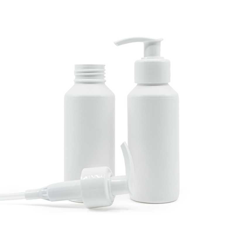 Plastová láhev, bíla HPDE, bíly dávkovač, 100 ml