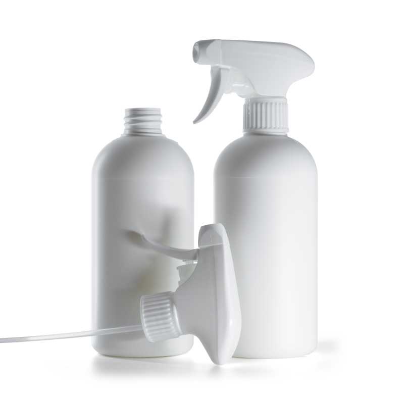 Plastová láhev HDPE, bílý pákový rozprašovač, 500 ml