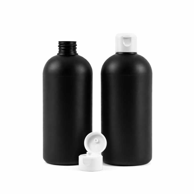 Plastová láhev HDPE černá s flip-top uzávěrem 500 ml