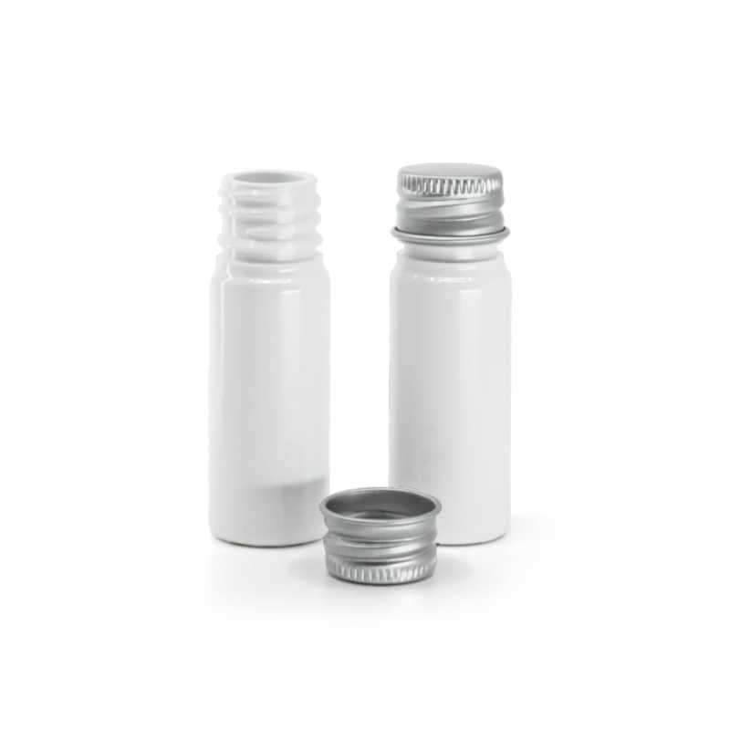 Lahvička, plastová, bílá, hliníkové víčko, 10 ml