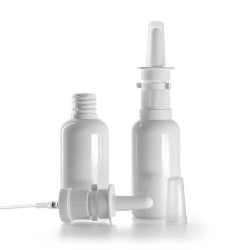 Plastová lahvička, lékovka, bílá, sprej do nosu, 50 ml