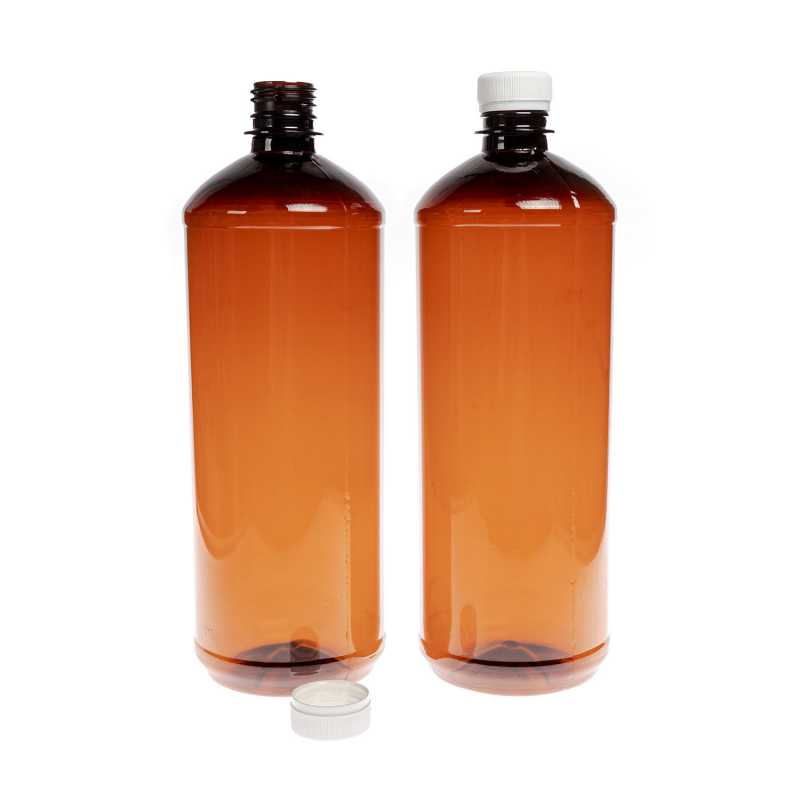 Plastová láhev, lékovka, bílé víčko, 1000 ml