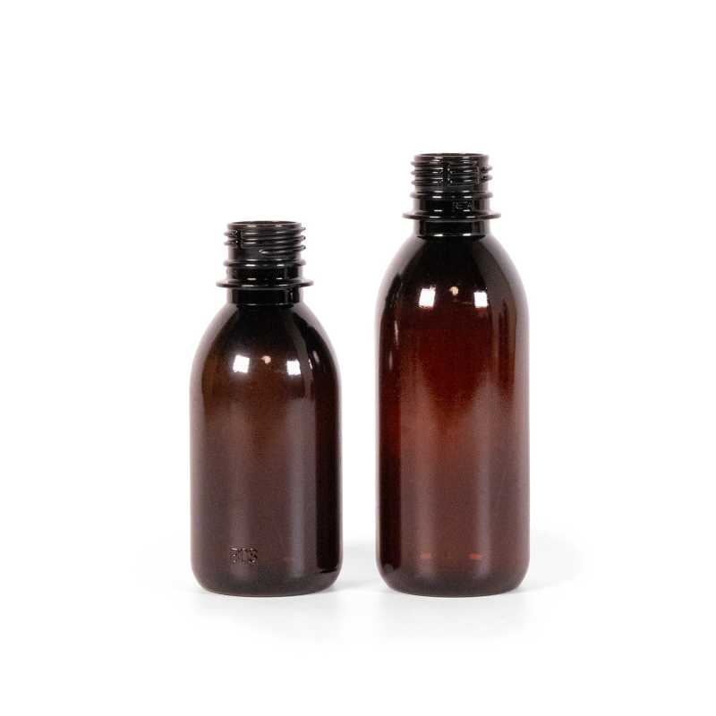 Plastová láhev, lékovka, hnědá, 150 ml