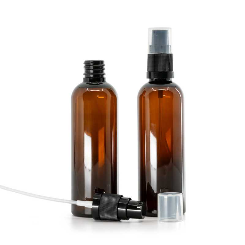 Plastová lahvička, lékovka, hnědá, dávkovač krému, 100 ml  