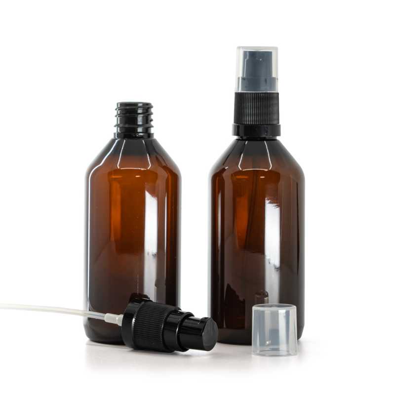 Plastová lahvička, lékovka, hnědá, dávkovač krému, 115 ml