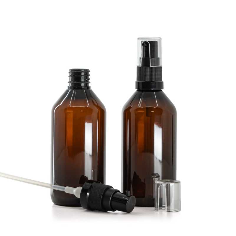 Plastová lahvička, lékovka, hnědá, dávkovač olejů, 115 ml