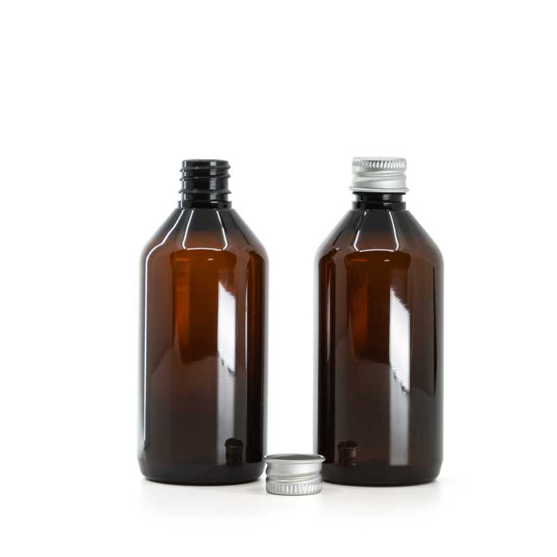 Lahvička, plastová, hnědá, 115 ml, hliníkový uzávěr
