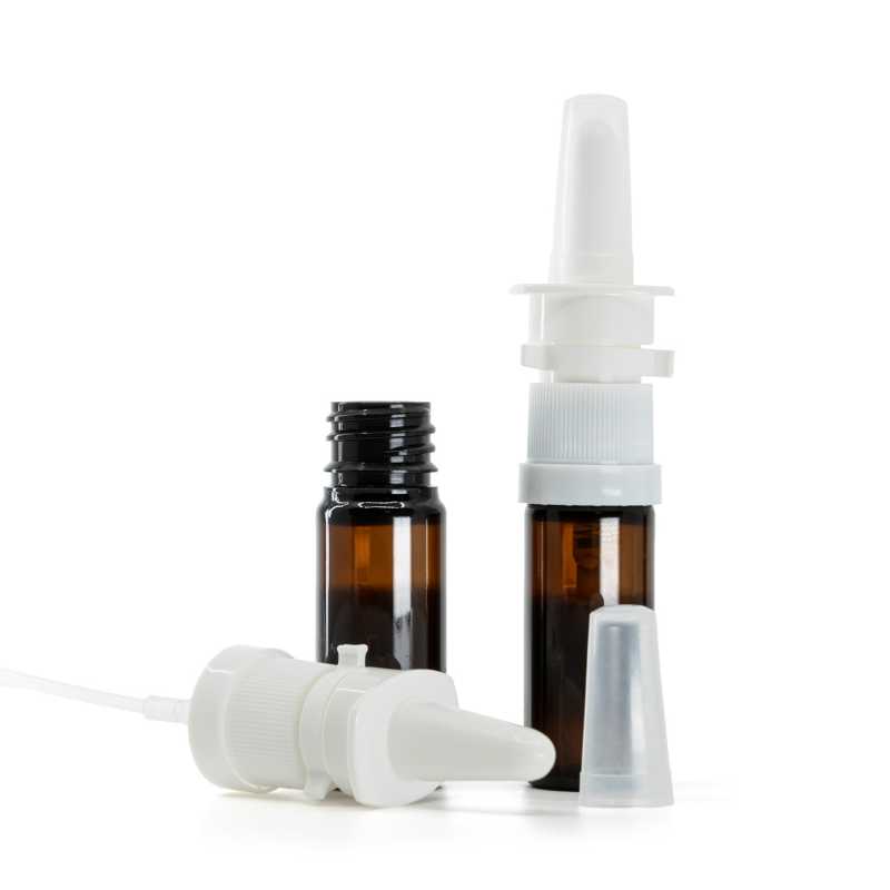 Plastová lahvička, lékovka, hnědá, sprej do nosu, 10 ml