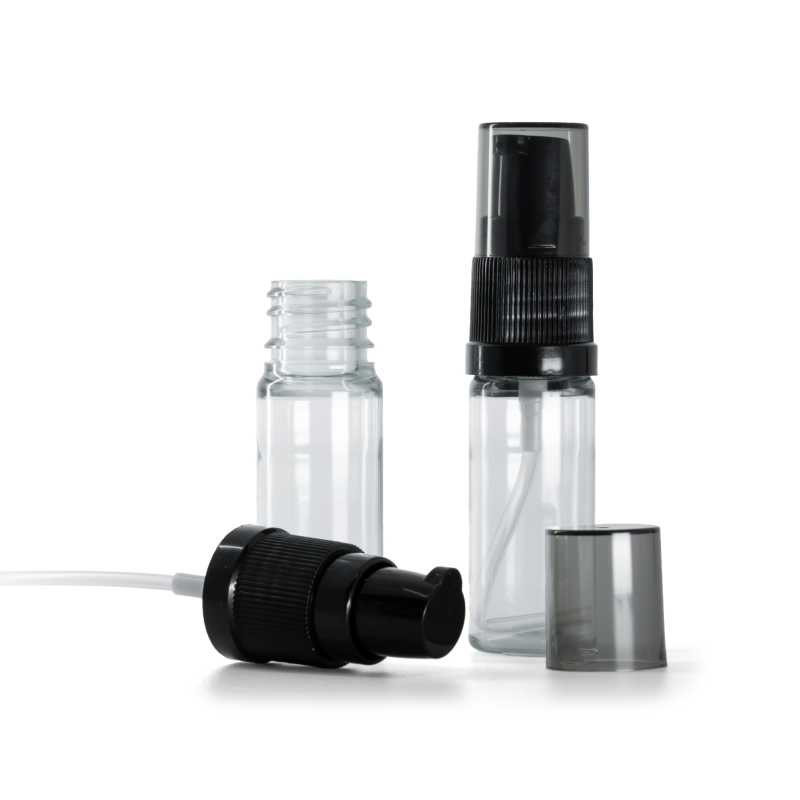 Plastová lahvička, průhledná, dávkovač krémů s dýmovým krytem, 10 ml