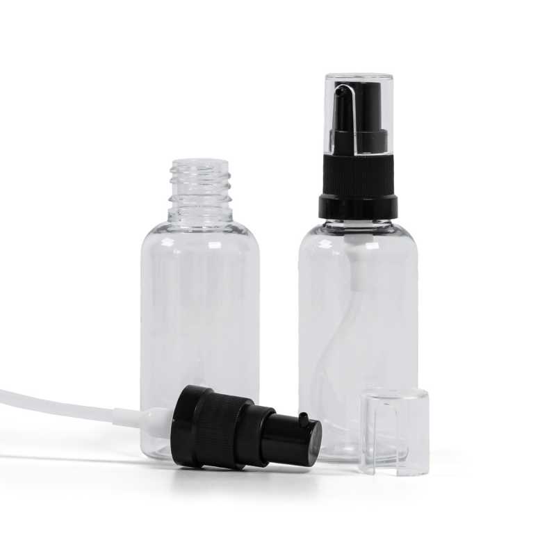 Plastová láhev, lékovka, průhledná, dávkovač olejů, 50 ml