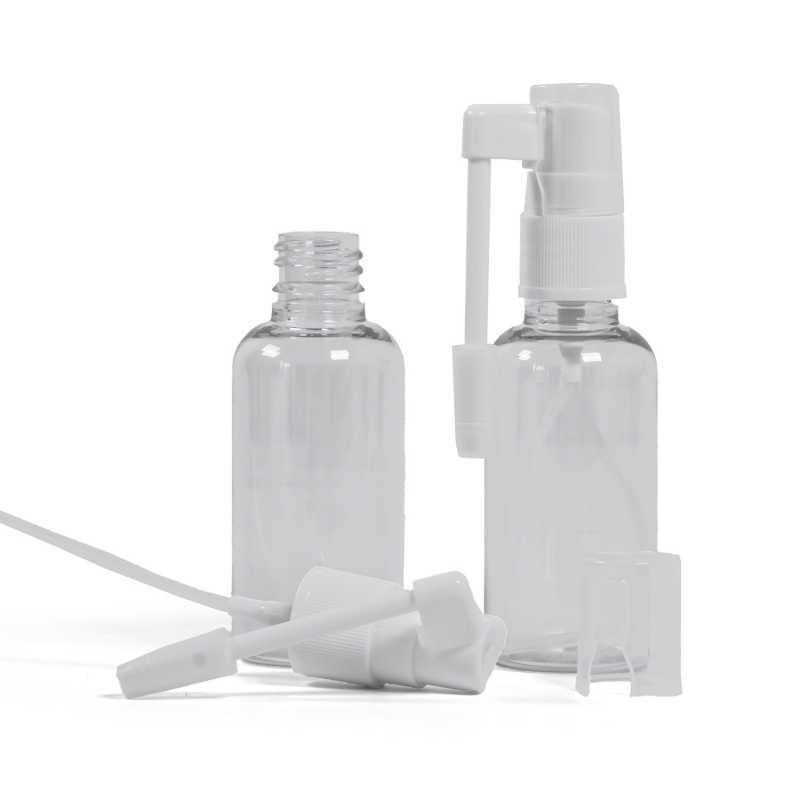 Plastová lahvička, lékovka, průhledná, sprej do hrdla, 50 ml