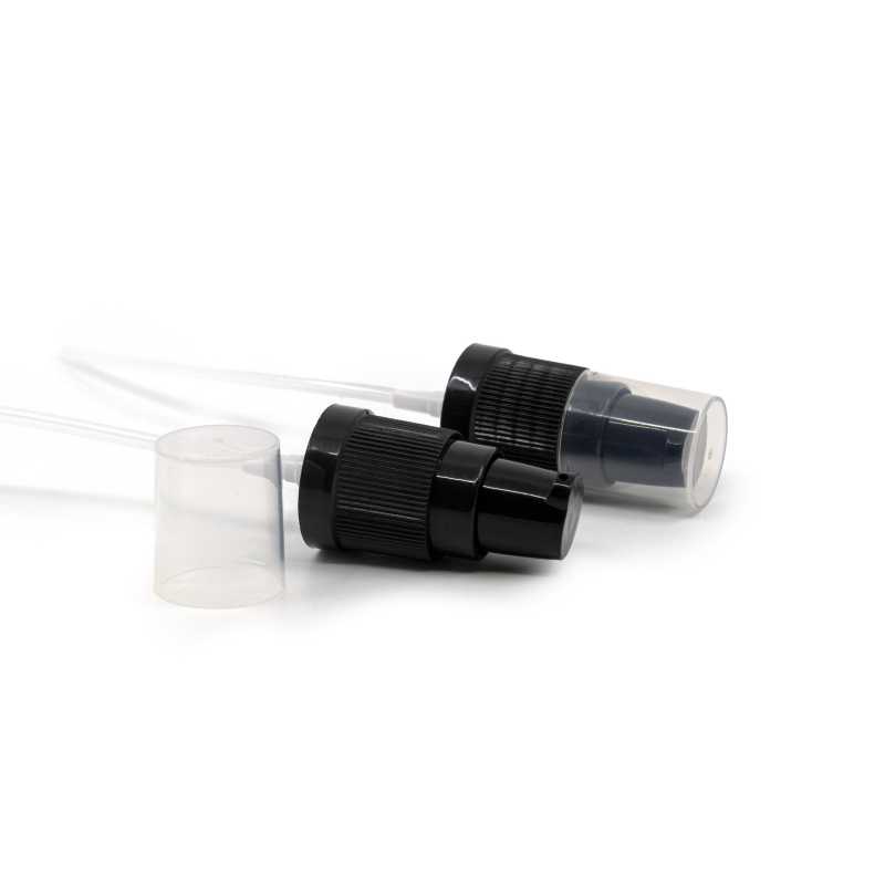 Černý plastový dávkovač krému s průhledným uzávěrem. Vhodný pro láhve s průměrem hrdla 18 mm.
Dávkovače / dávkovače jsou dodávány s hadičk
