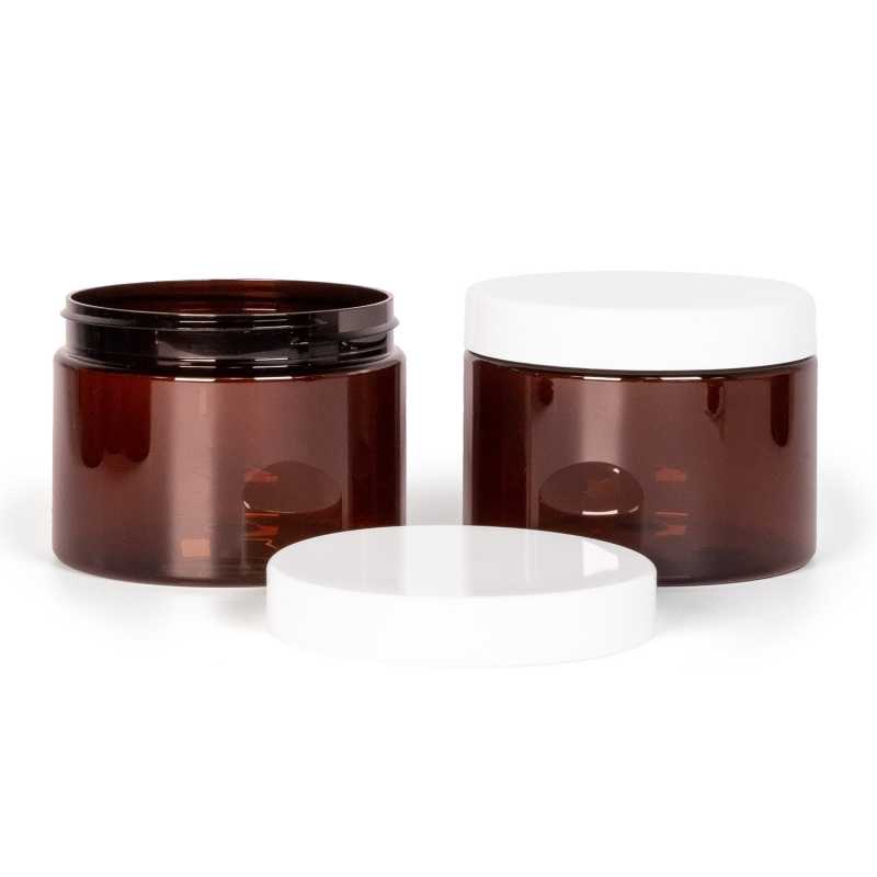 Plastový kelímek, 100 mm, hnědý, 500 ml, bílé víčko
