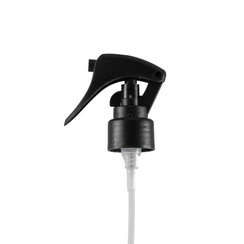 Plastový pákový rozprašovač, 24/410, matný černý, hladká obruč