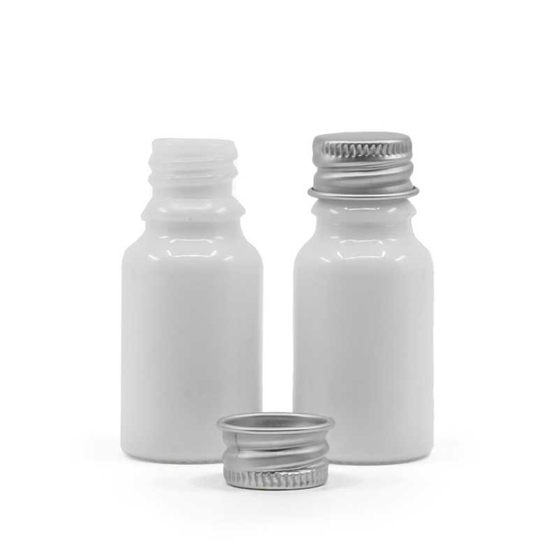 Lahvička, skleněná, bílá, hliníkové víčko, 10 ml